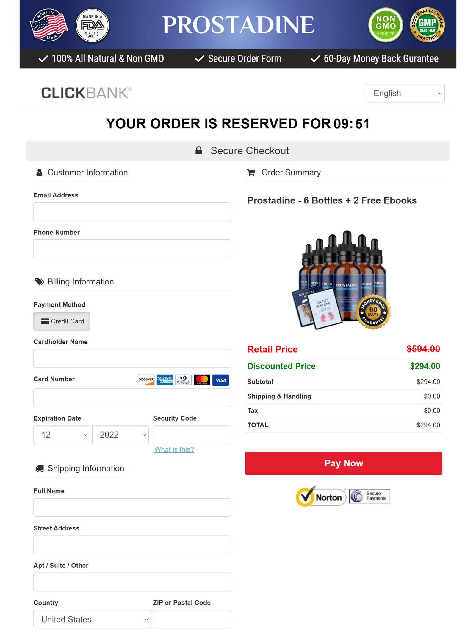 prostadine Order Page